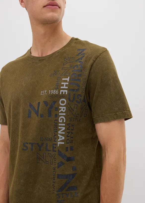 T-shirt aspect délavé, 100% coton, bonprix