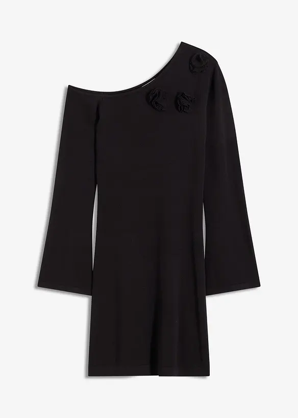 Robe en maille avec fleurs appliquées, bonprix