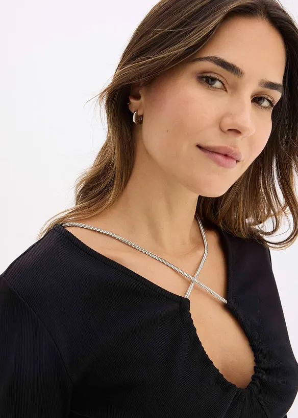 Robe courte &agrave; lani&egrave;res paillet&eacute;es, bonprix