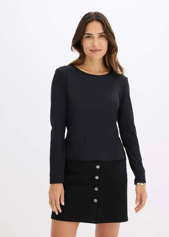 T-shirt manches longues, coupe ajustée, bonprix