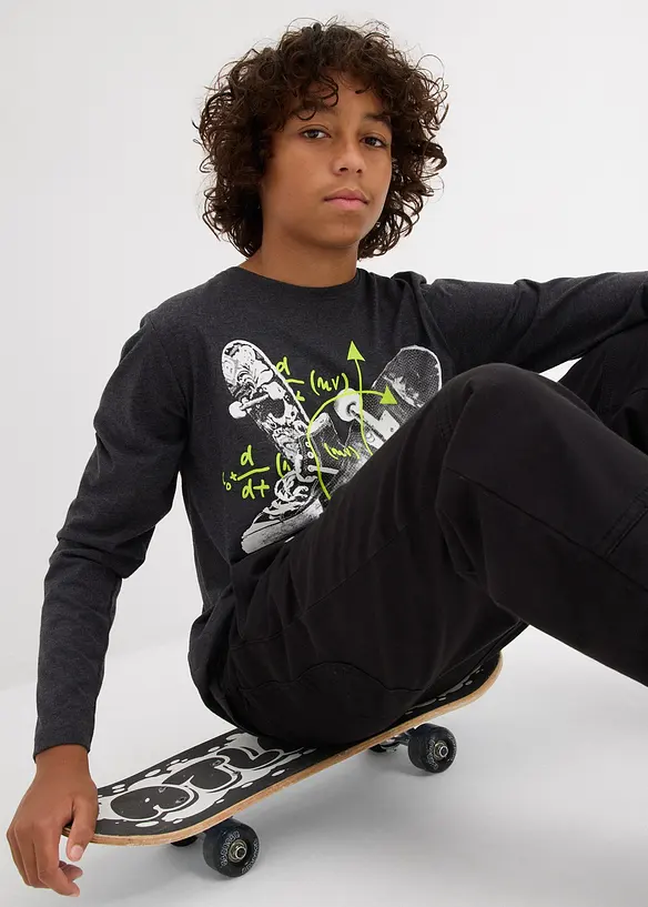 T-shirt manches longues en coton mélangé, bonprix