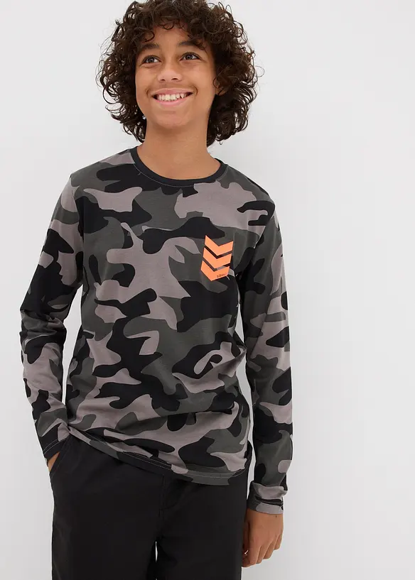 Lot de 3 T-shirts manches longues 100% coton, bonprix