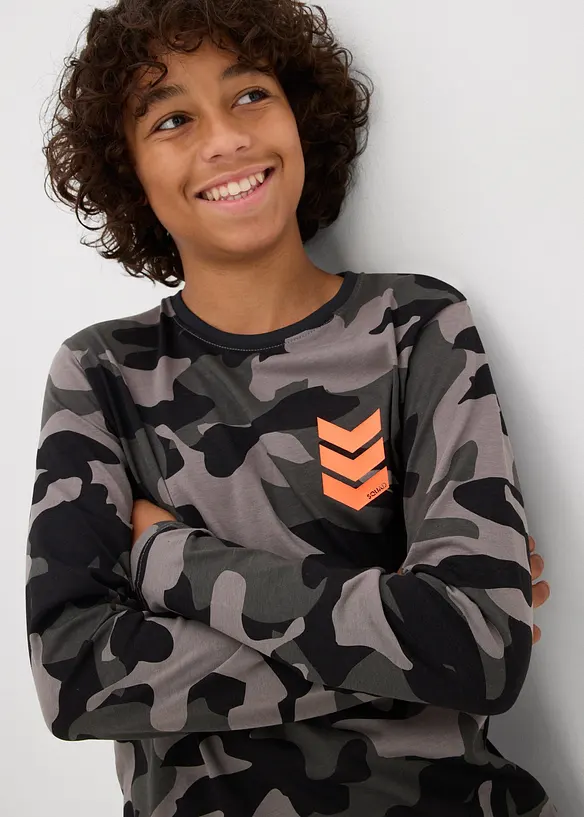 Lot de 3 T-shirts manches longues 100% coton, bonprix