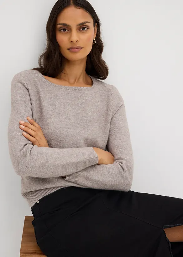 Pull en maille col bateau, bonprix