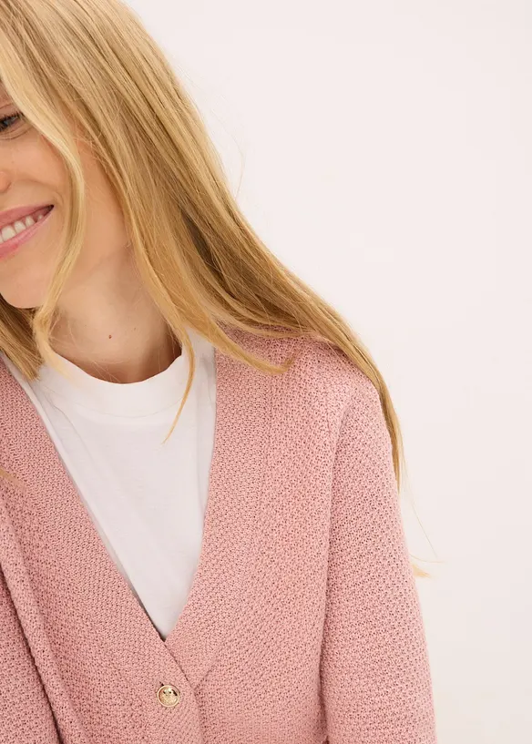 Gilet en maille chinée avec boutons dorés, bonprix