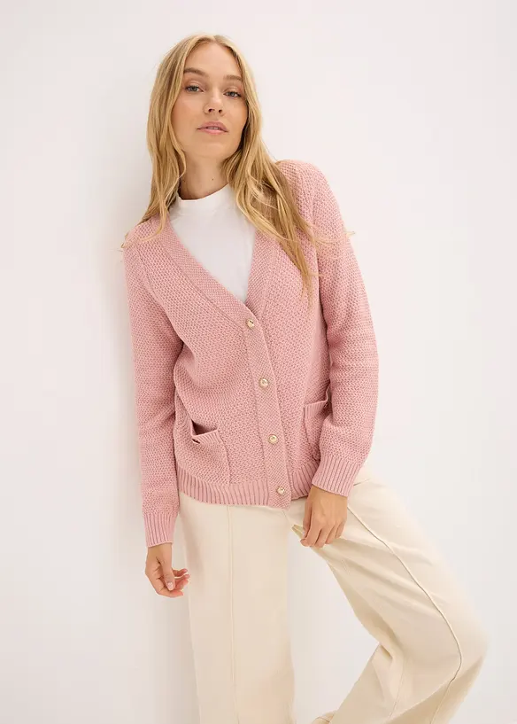Gilet en maille chinée avec boutons dorés, bonprix