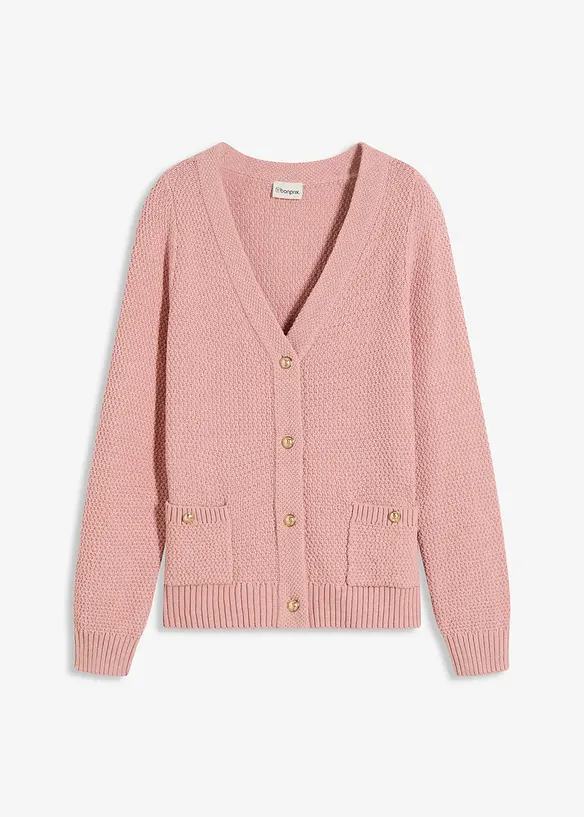 Gilet en maille chinée avec boutons dorés, bonprix