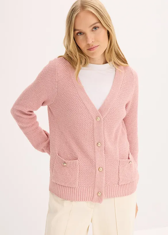 Gilet en maille chinée avec boutons dorés, bonprix