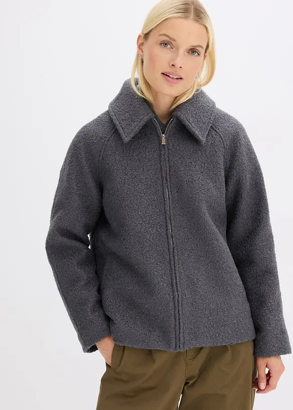 Blouson en maille bouclette douce, bonprix