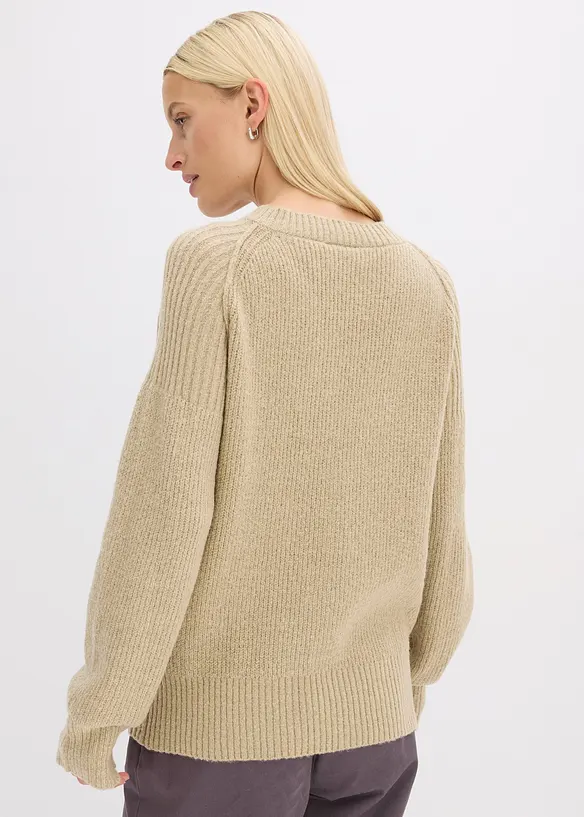 Pull col V oversize, bonprix