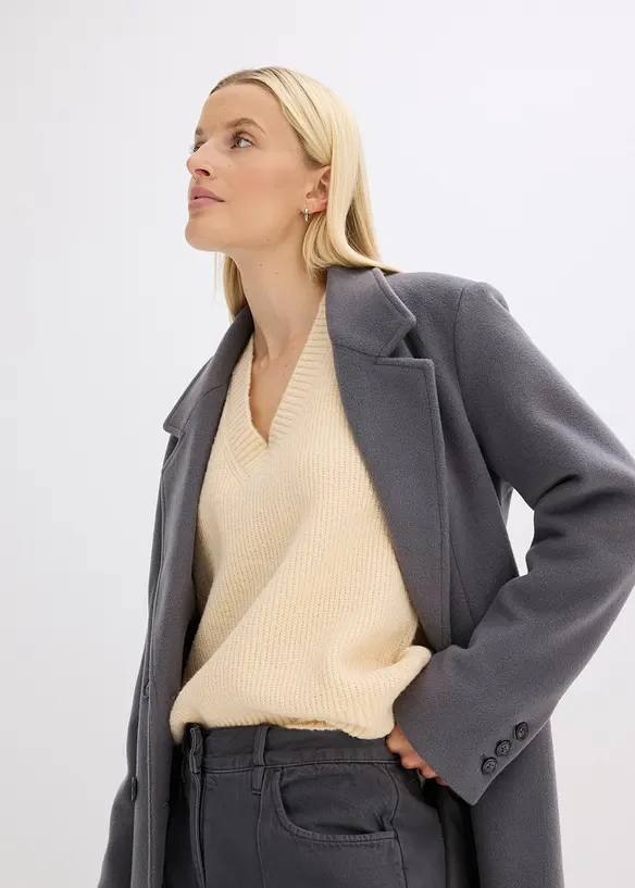 Pull col V oversize, bonprix