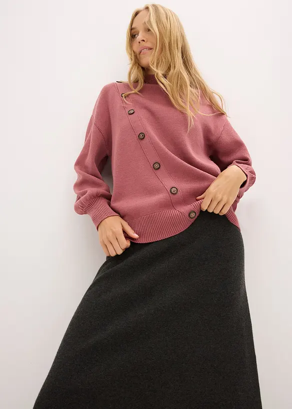 Pull à boutonnage asymétrique, bonprix