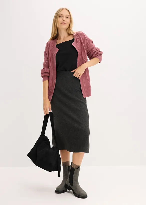 Gilet en maille torsad&eacute;e, bonprix