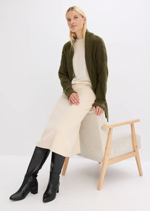 Gilet en grosse maille à motif torsadé, bonprix