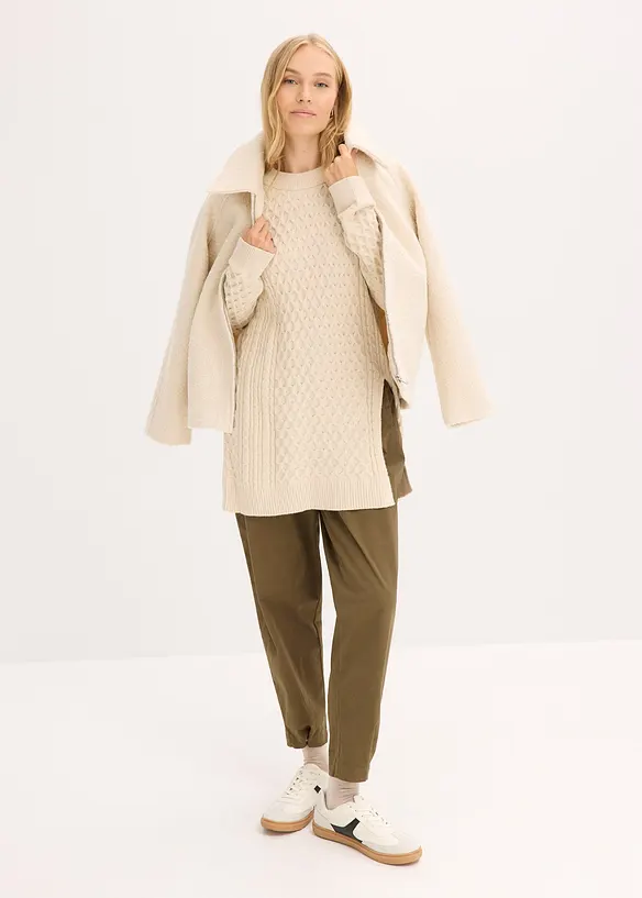 Pull long et fluide en viscose mélangée, bonprix