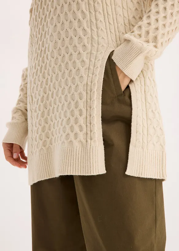 Pull long et fluide en viscose mélangée, bonprix