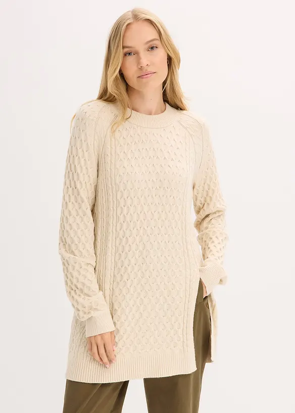 Pull long et fluide en viscose mélangée, bonprix