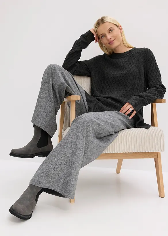 Pull long et fluide en viscose mélangée, bonprix