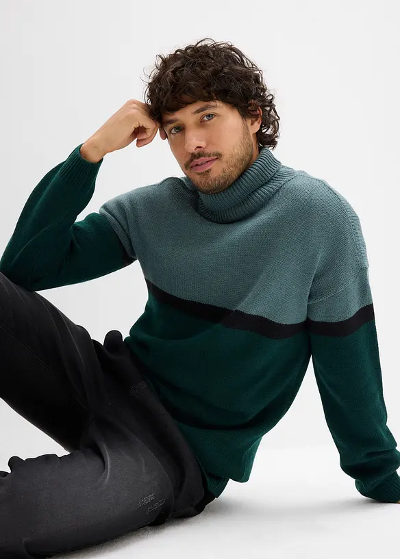 Pull col roulé style color-block, bonprix