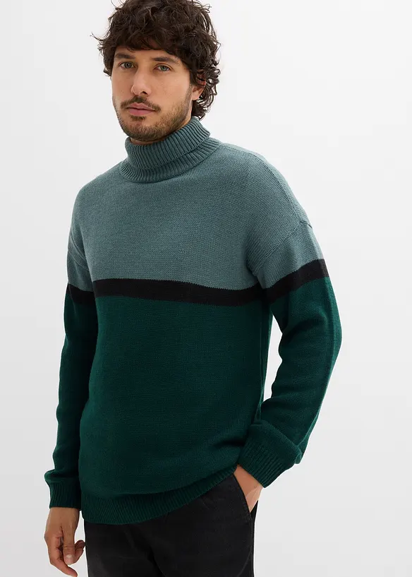 Pull col roulé style color-block, bonprix