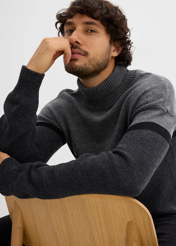 Pull col roulé style color-block, bonprix