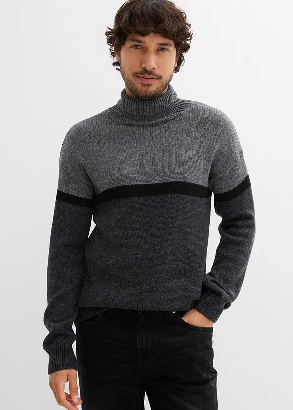Pull col roulé style color-block, bonprix