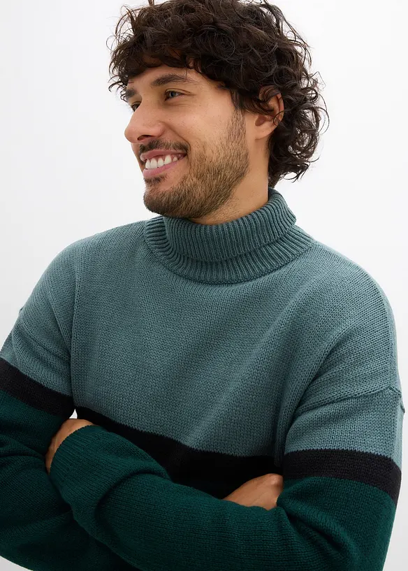 Pull col roulé style color-block, bonprix