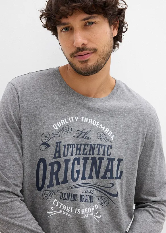 Lot de 2 T-shirts manches longues 100% coton, bonprix