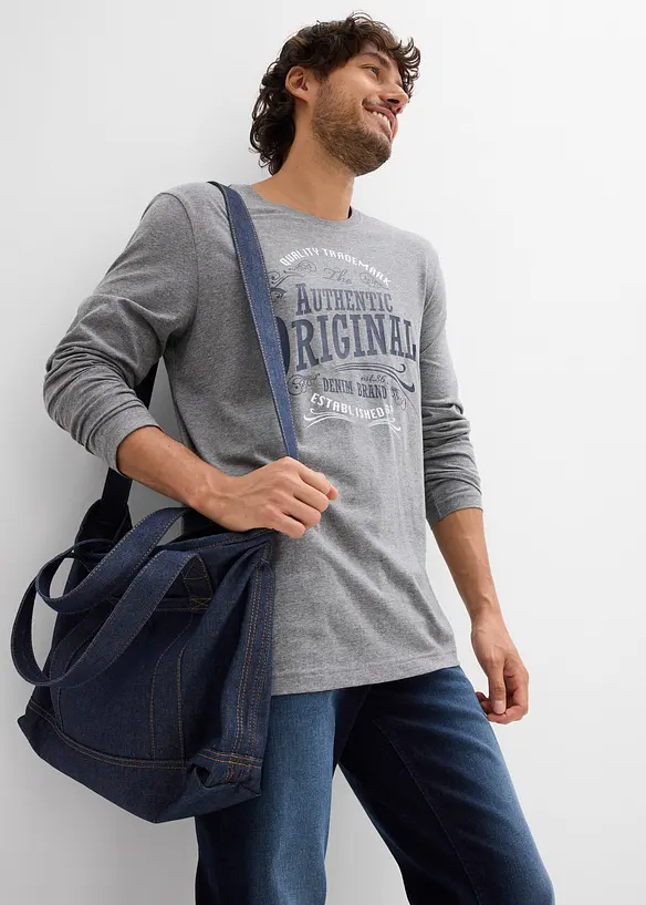 Lot de 2 T-shirts manches longues 100% coton, bonprix