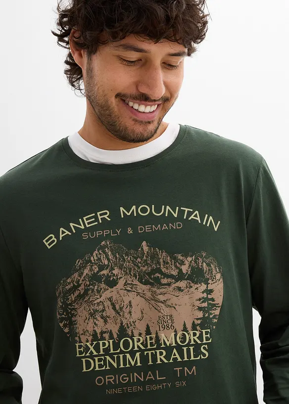 Lot de 2 T-shirts manches longues, bonprix