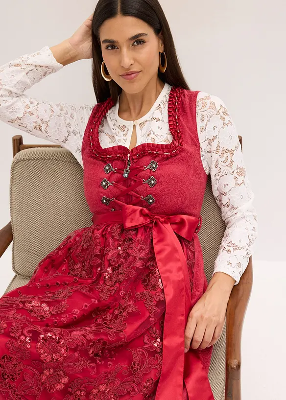 Dirndl avec tablier à sequins (ens. 2 pces), bonprix