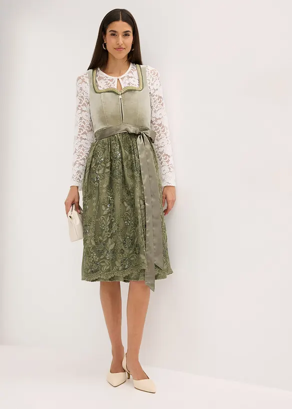 Dirndl avec tablier à sequins (ens. 2 pces), bonprix