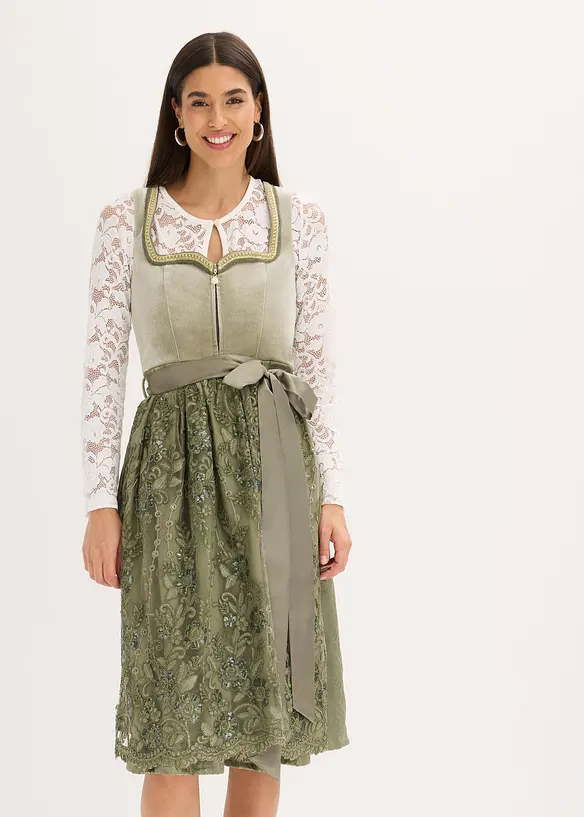 Dirndl avec tablier à sequins (ens. 2 pces), bonprix