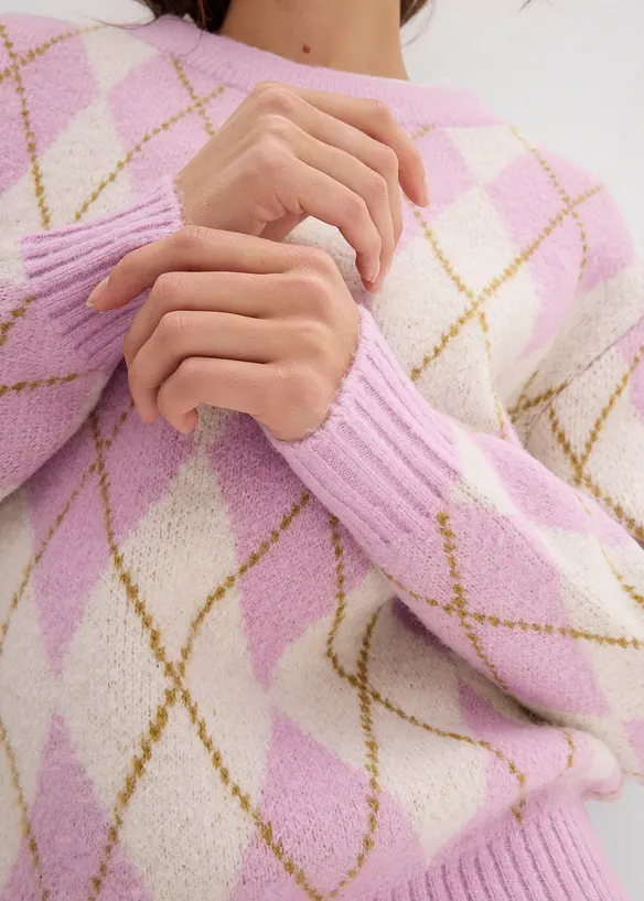 Pull à losanges en fine maille, bonprix