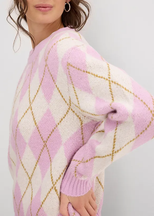 Pull à losanges en fine maille, bonprix