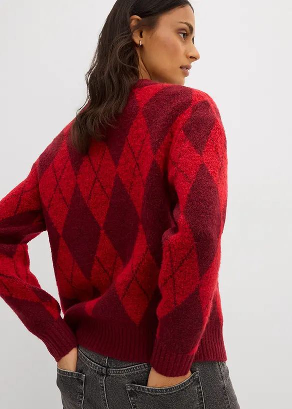 Pull à losanges en fine maille, bonprix