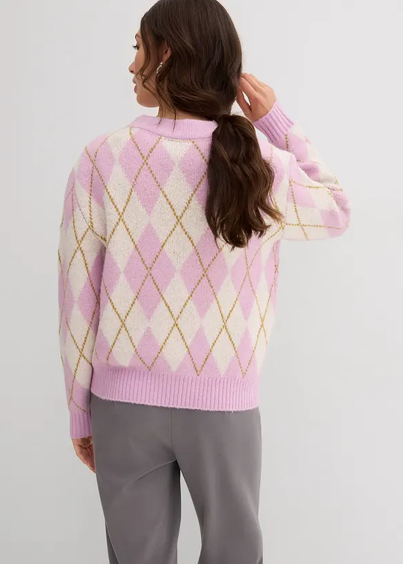 Pull à losanges en fine maille, bonprix