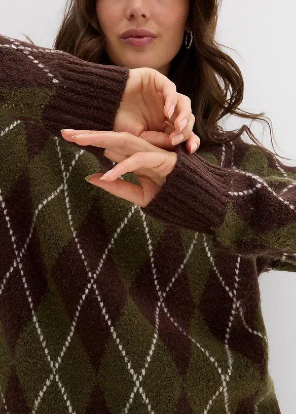 Pull à losanges en fine maille, bonprix