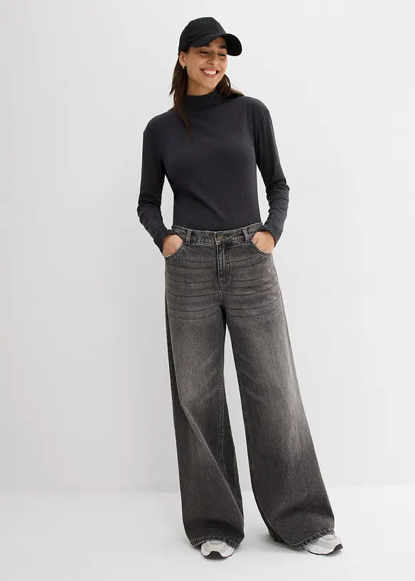 T-shirt manches longues côtelé, bonprix