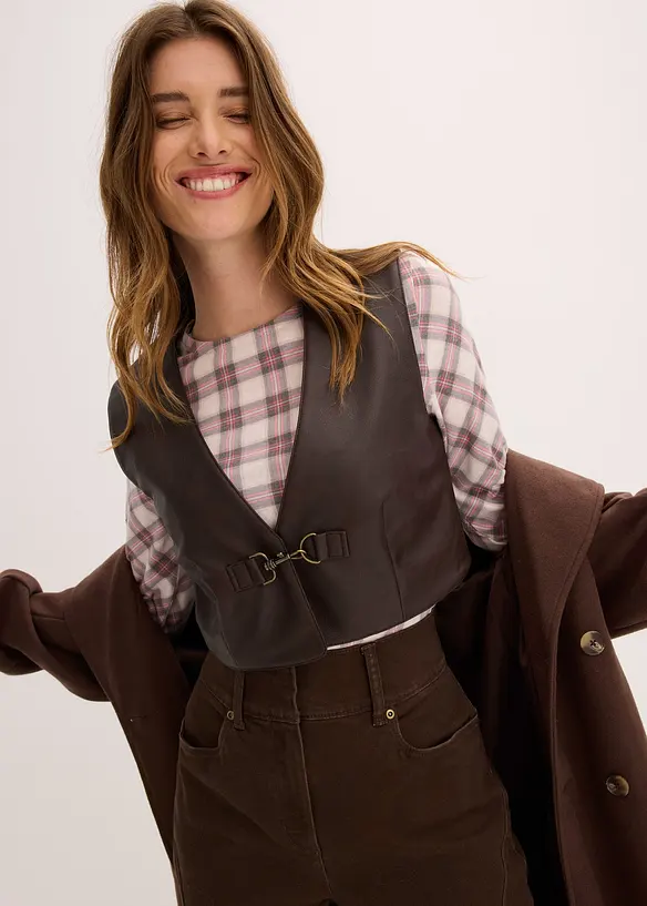 Gilet sans manches enduit, aspect vieilli, bonprix