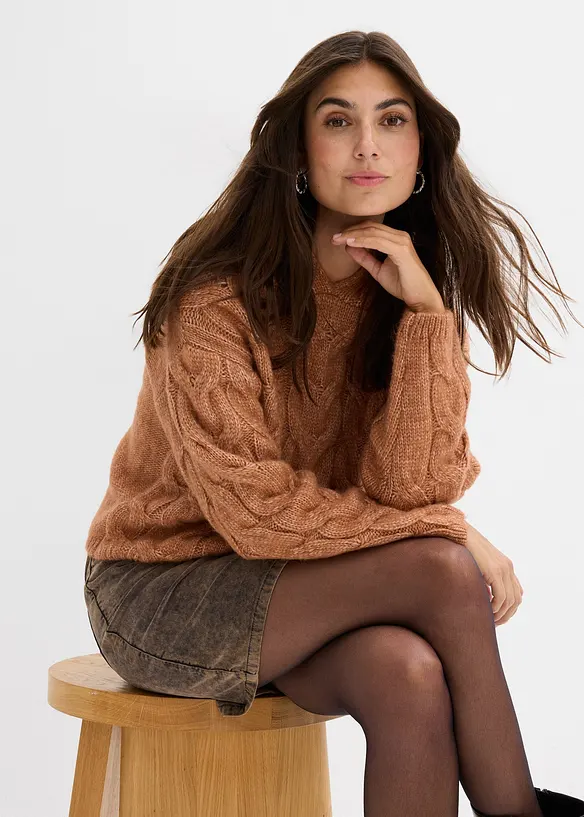 Pull doux en grosse maille contenant de la laine, bonprix