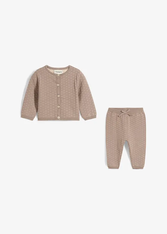 Gilet et pantalon en maille de coton mélangé (ens. 2 pces), bonprix