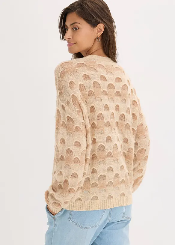 Pull oversize en doux mélange laine et alpaga, bonprix