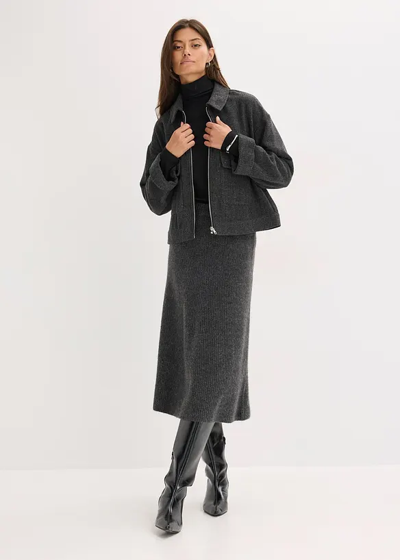 Jupe midi en maille, bonprix