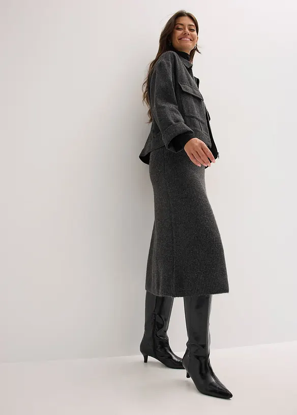 Jupe midi en maille, bonprix