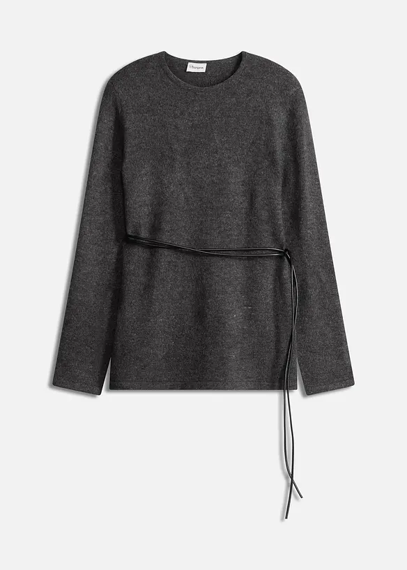 T-shirt manches longues en maille avec ceinture &agrave; nouer, bonprix