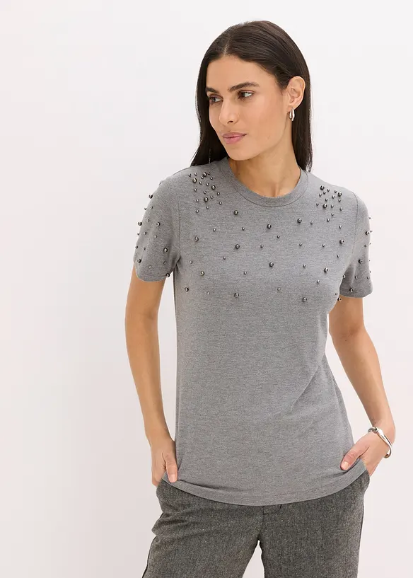 T-shirt avec perles, bonprix