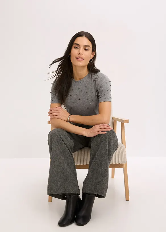 T-shirt avec perles, bonprix