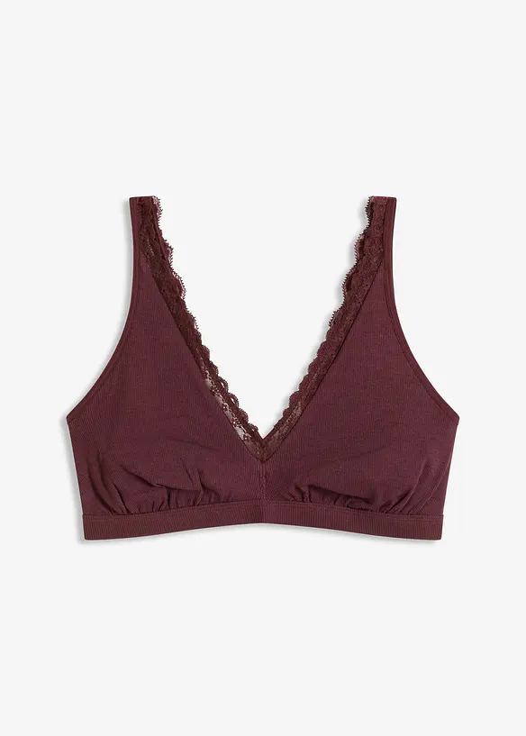 Brassière côtelée avec coton et dentelle, bonprix