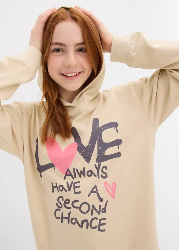 Robe en molleton à capuche 100% coton, bonprix